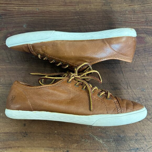 Frye Mindy Brown Leather Low Top Sneakers - Picture 7 of 11